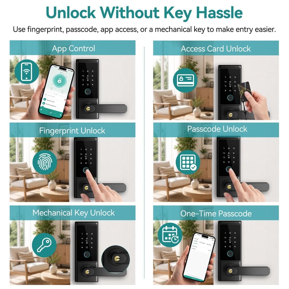SJJ Aluminum Door Fingerprint Lever Mid detail photo 1 — Tuya/TTLock app