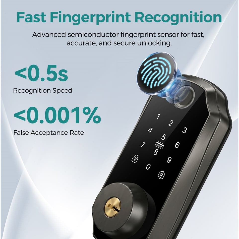 SJJ Aluminum Fingerprint Deadbolt Cloud detail photo 5 — Tuya/TTLock app