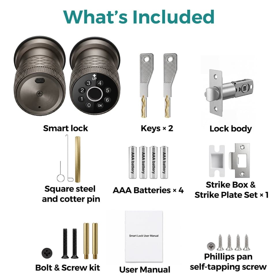 SJJ Aluminum Fingerprint Knob Lock detail photo 2 — Tuya/TTLock app