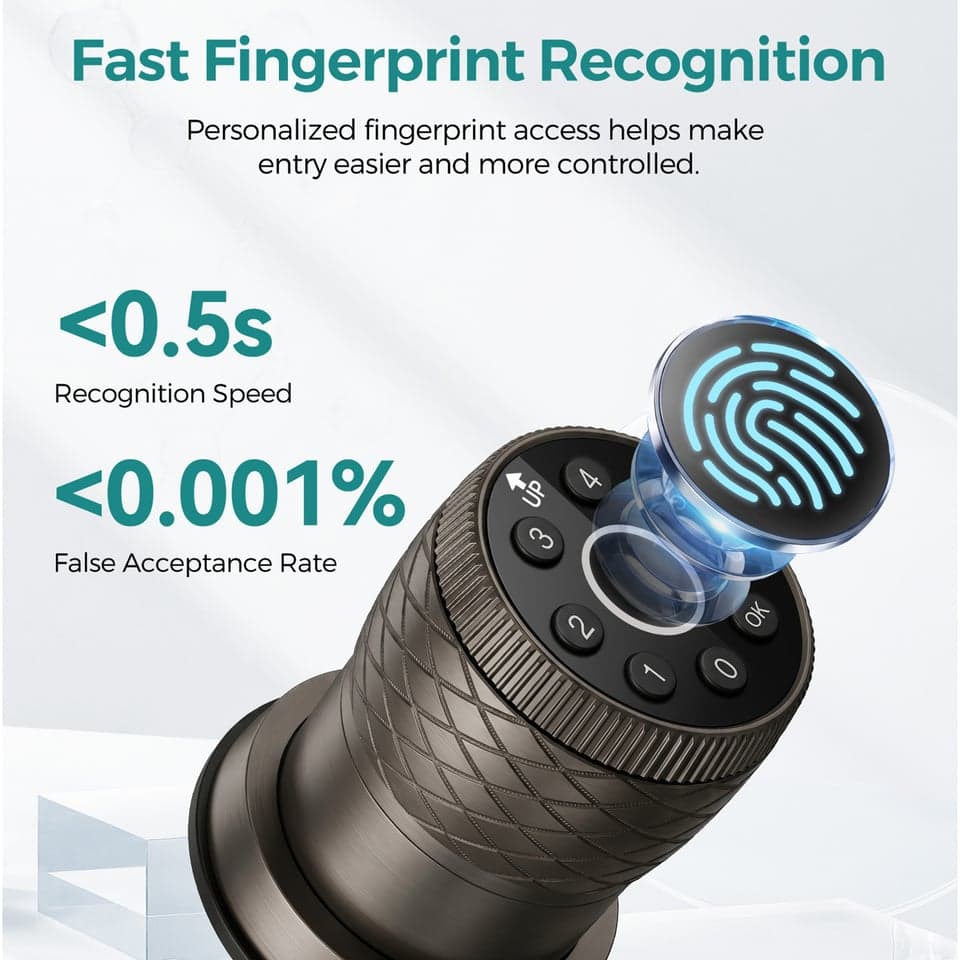 SJJ Aluminum Fingerprint Knob Lock detail photo 5 — Tuya/TTLock app