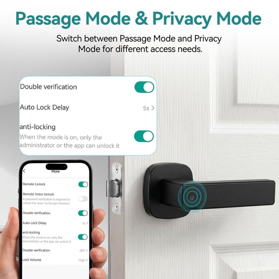 SJJ Fingerprint Lever Lock Apartment/Hotel detail photo 2 — Tuya/TTLock app