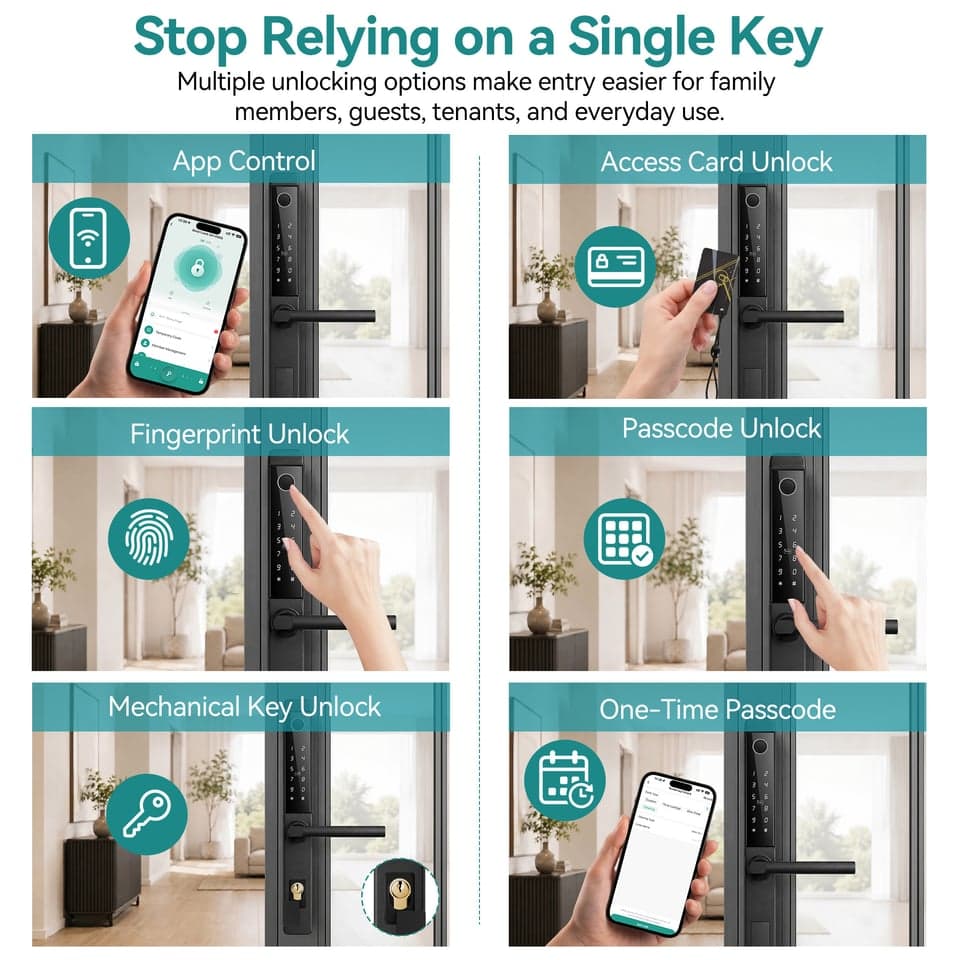 SJJ Aluminum Narrow Fingerprint Lock Entry detail photo 1 — Tuya/TTLock app