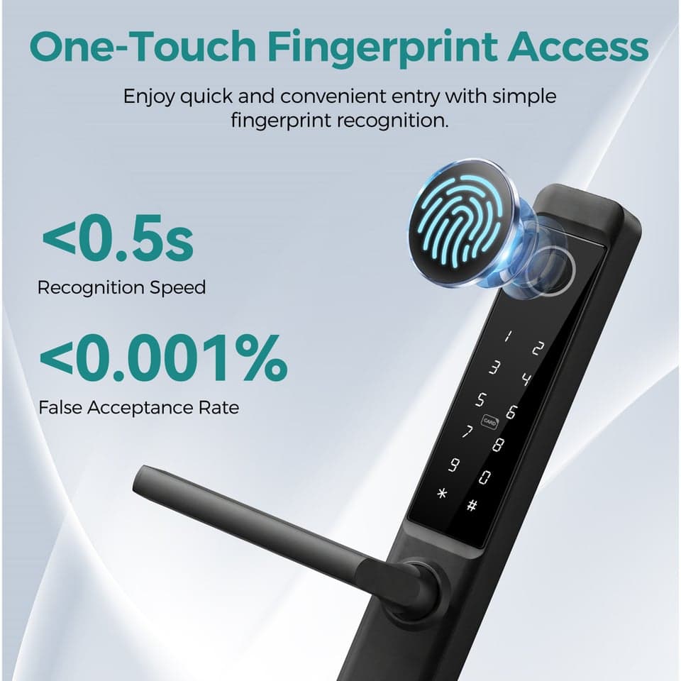SJJ Aluminum Narrow Fingerprint Lock Entry detail photo 3 — Tuya/TTLock app