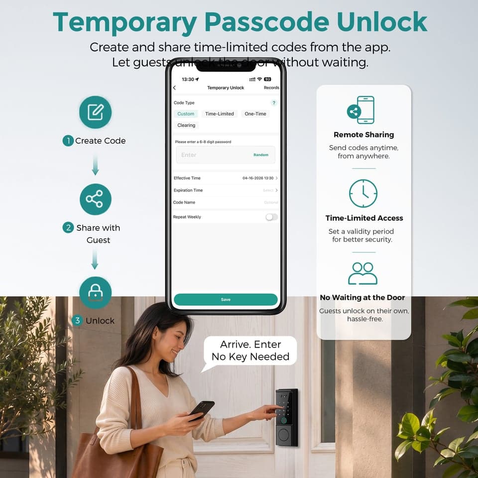 SJJ Fingerprint Deadbolt Glass/Face detail photo 3 — face unlock
