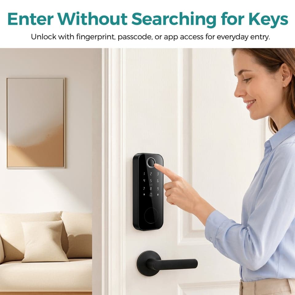 SJJ Fingerprint Deadbolt Aluminum Tuya detail photo 5 — Tuya/TTLock app