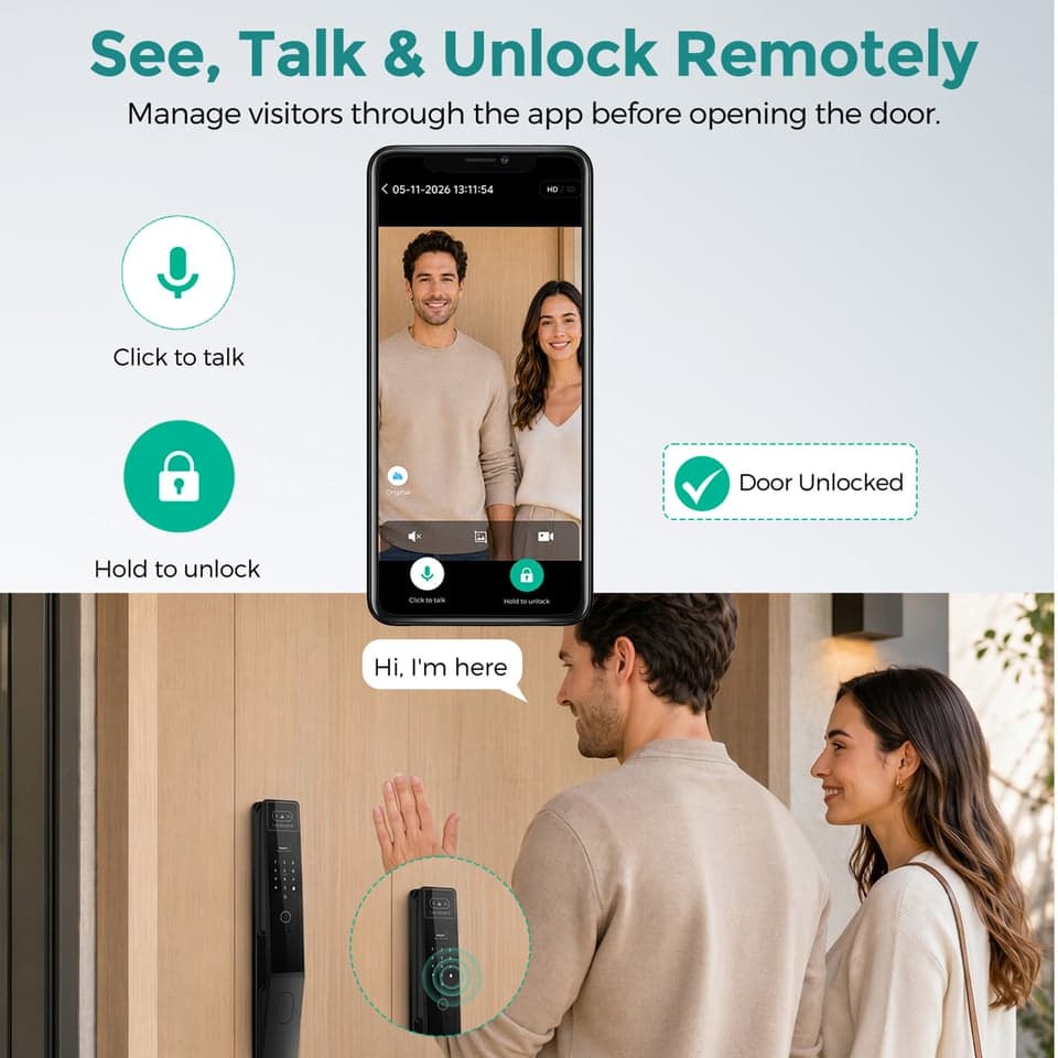 SJJ WiFi Full Auto Lock Wood/Steel detail photo 3 — video peephole