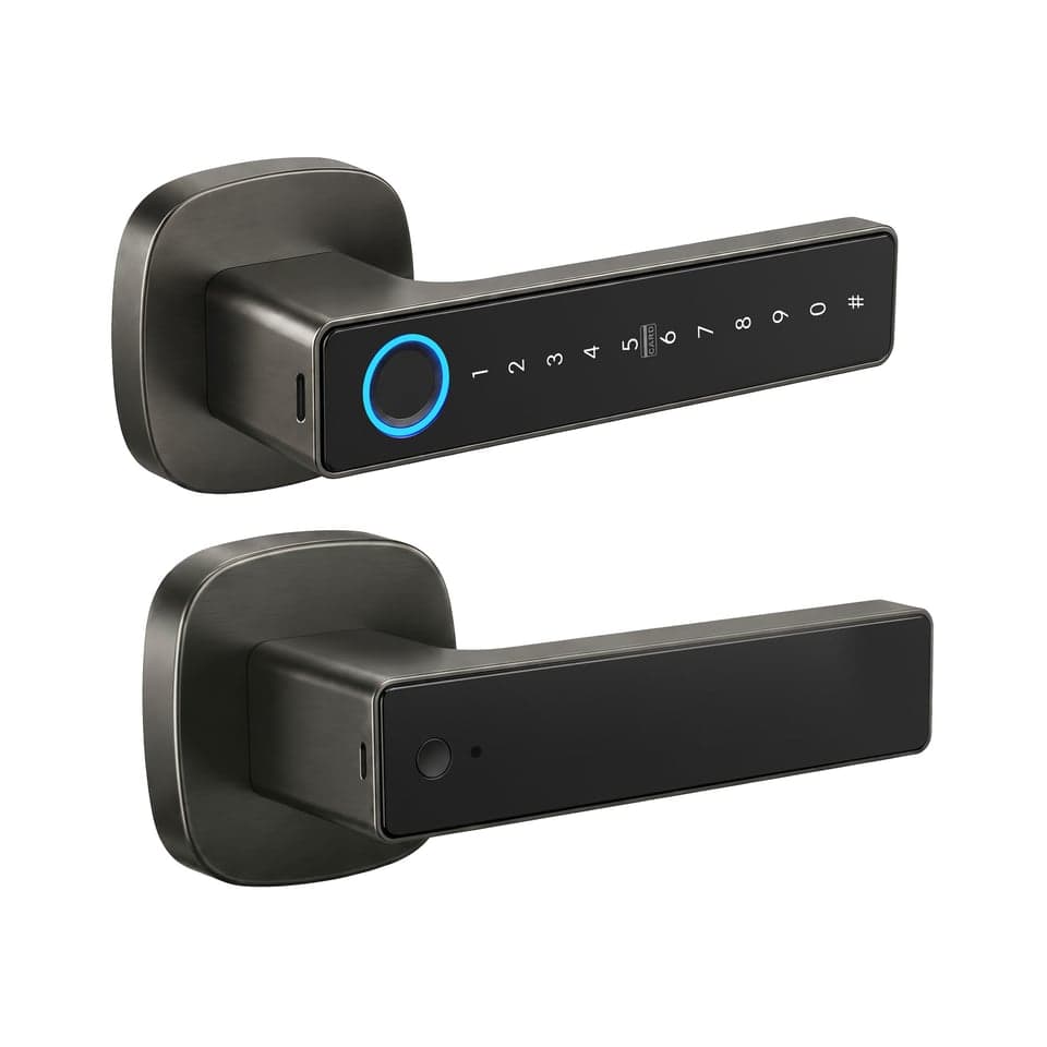 SJJ Fingerprint Lever Lock Apartment/Hotel — unlock: Fingerprint, Card, Password, Key — Tuya/TTLock app — SJJ wholesale