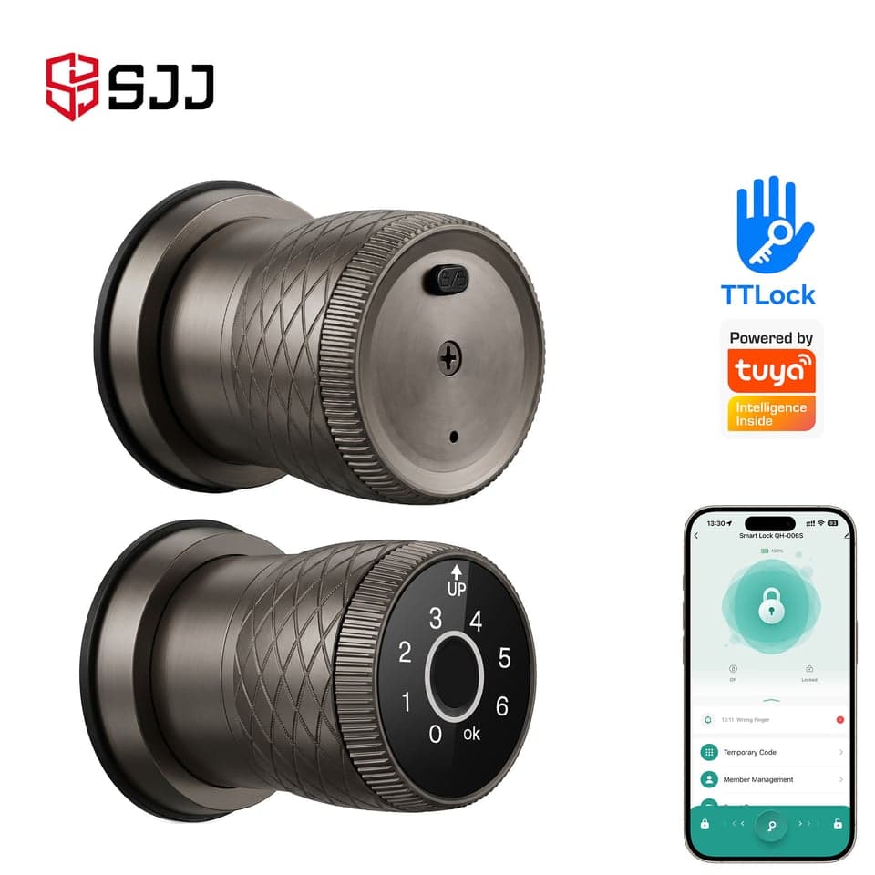 SJJ Smart Knob Lock — unlock: Fingerprint, Password, Key, App — Tuya/TTLock app — SJJ wholesale
